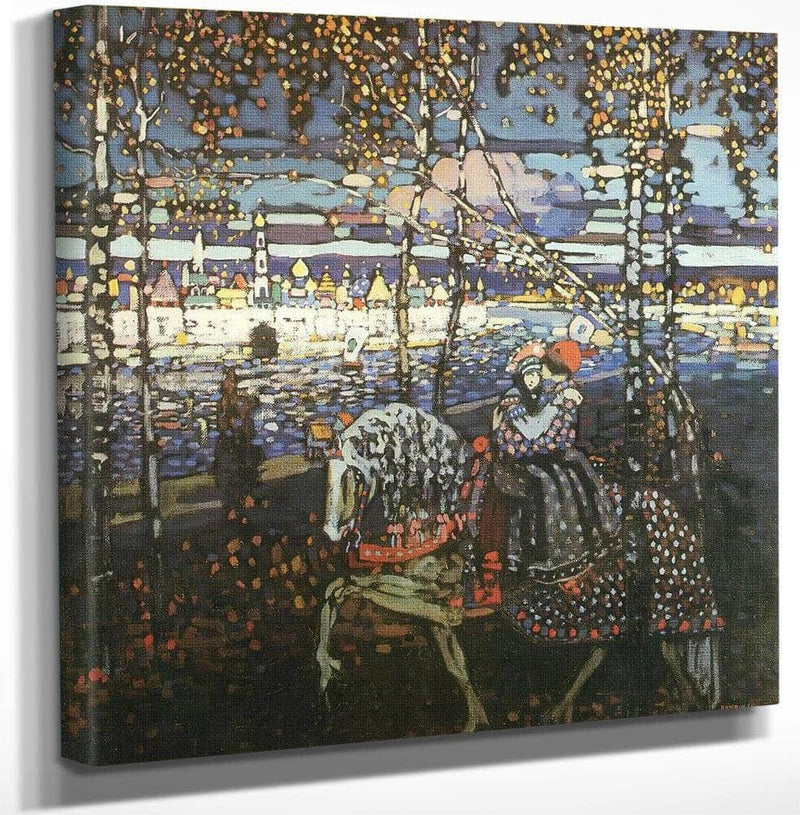 12" x 12" / Canvas Wrap Couple Riding By Wassily Kandinsky Fine Art Print
