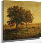 12" x 12" / Canvas Wrap Cows In A Group Of Oak Trees Apremont 1850 By Theodore Rousseau Fine Art Print