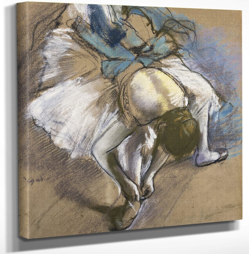 12" x 12" / Canvas Wrap Dancer Putting On Her Shoes By Edgar Degas Fine Art Print