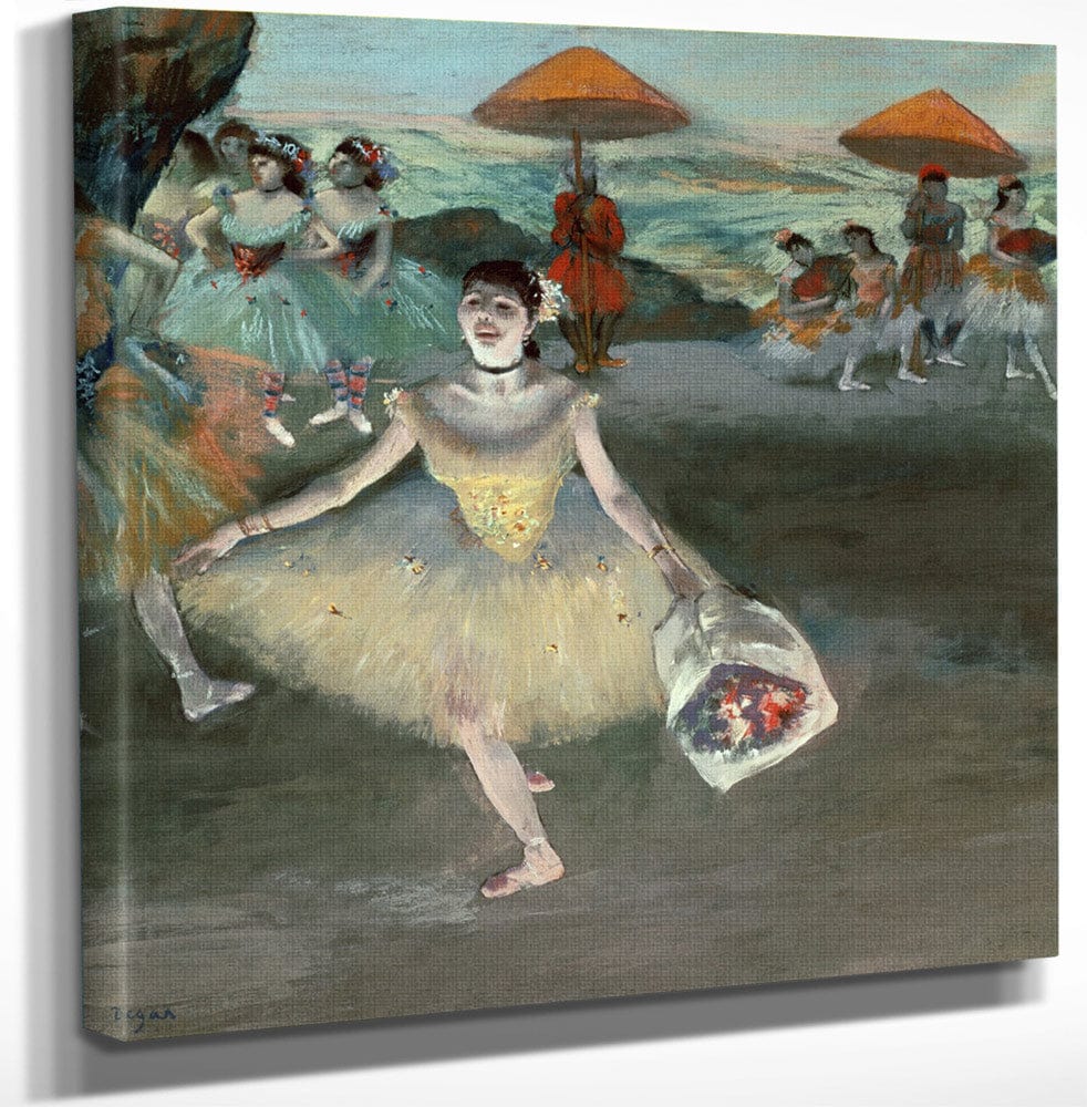12" x 12" / Canvas Wrap Dancer With Bouquet, Curtseying By Edgar Degas Fine Art Print