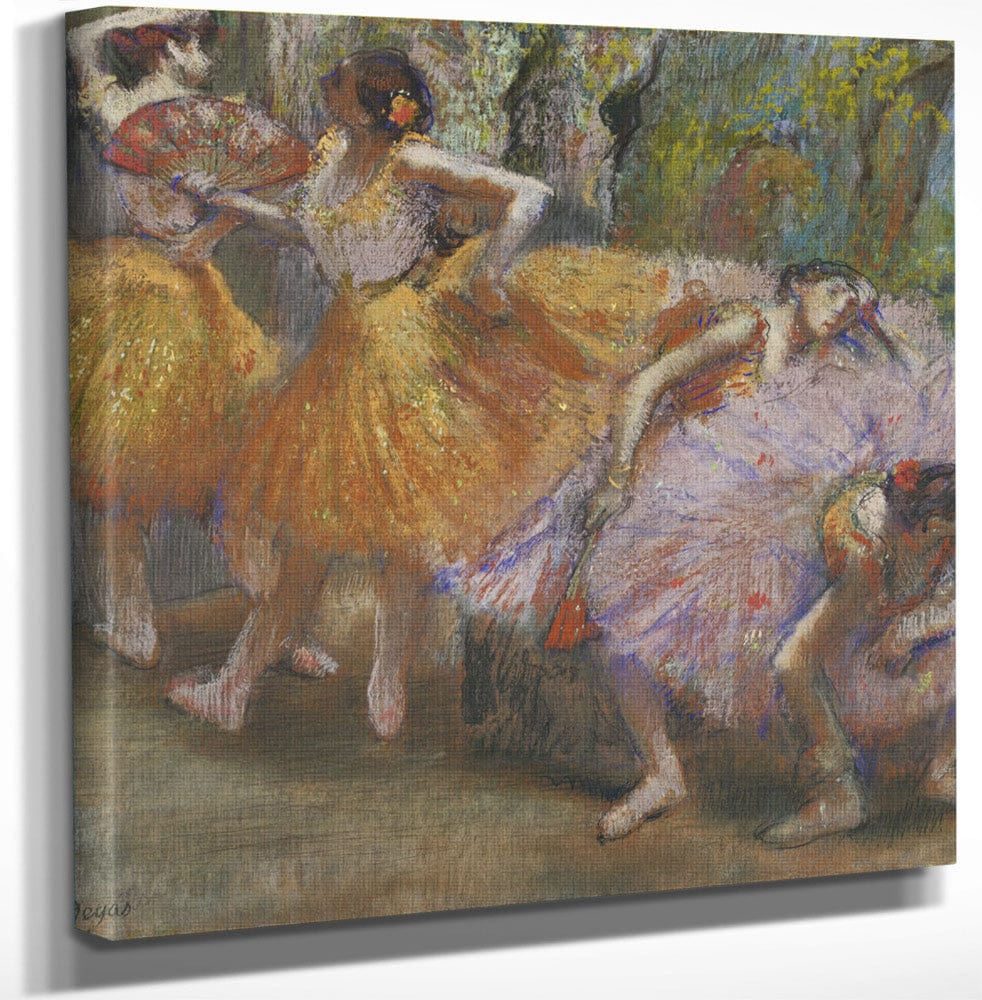 12" x 12" / Canvas Wrap Dancers With Fans By Edgar Degas Fine Art Print