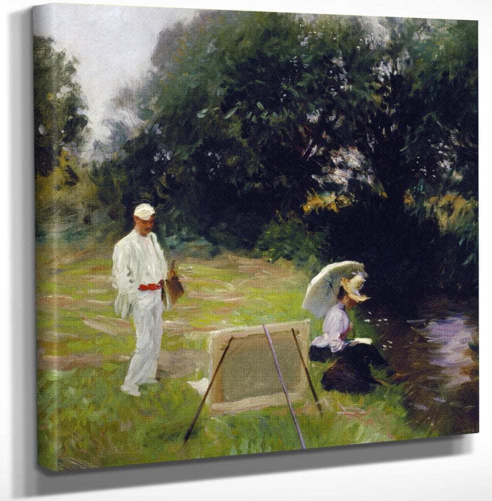 12" x 12" / Canvas Wrap Dennis Miller Bunker Painting At Calcot By John Singer Sargent Fine Art Print