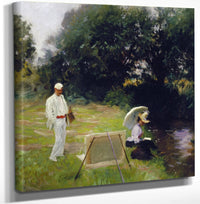 12" x 12" / Canvas Wrap Dennis Miller Bunker Painting At Calcot By John Singer Sargent Fine Art Print