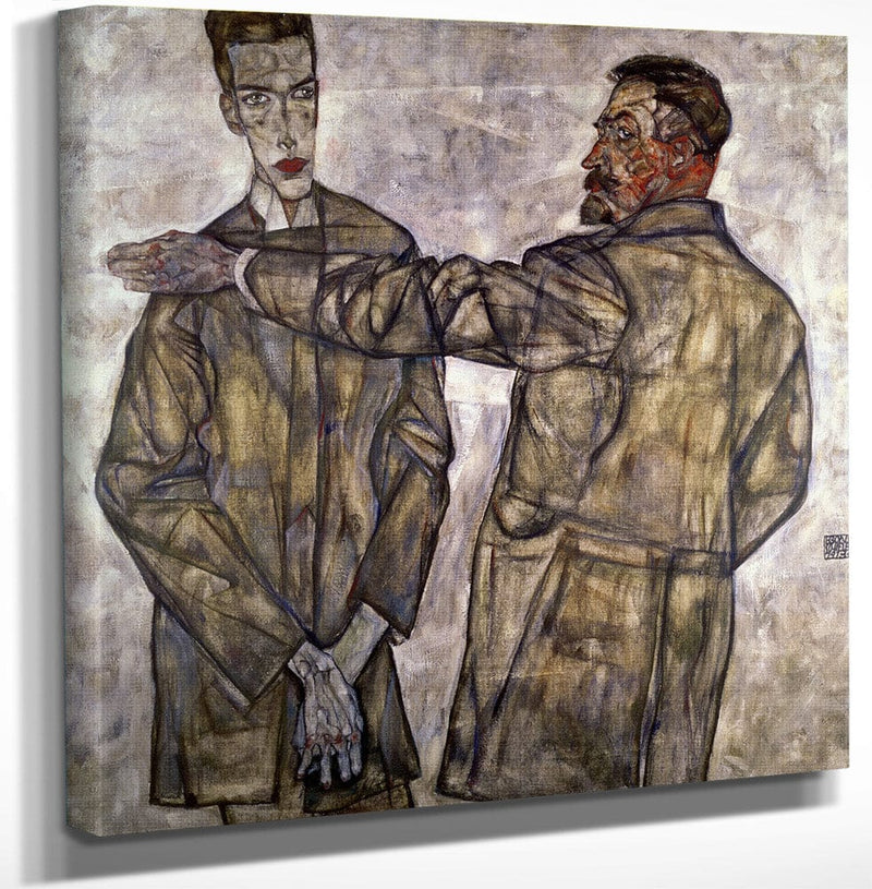 12" x 12" / Canvas Wrap Double Portrait Of Otto And Heinrich Benesch By Egon Schiele Fine Art Print
