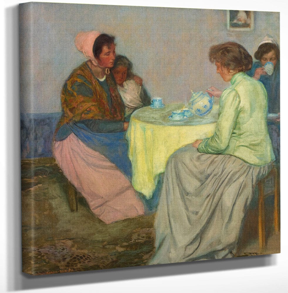 12" x 12" / Canvas Wrap Dutch Women Drinking Coffee By Myron G Fine Art Print