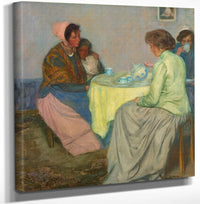 12" x 12" / Canvas Wrap Dutch Women Drinking Coffee By Myron G Fine Art Print