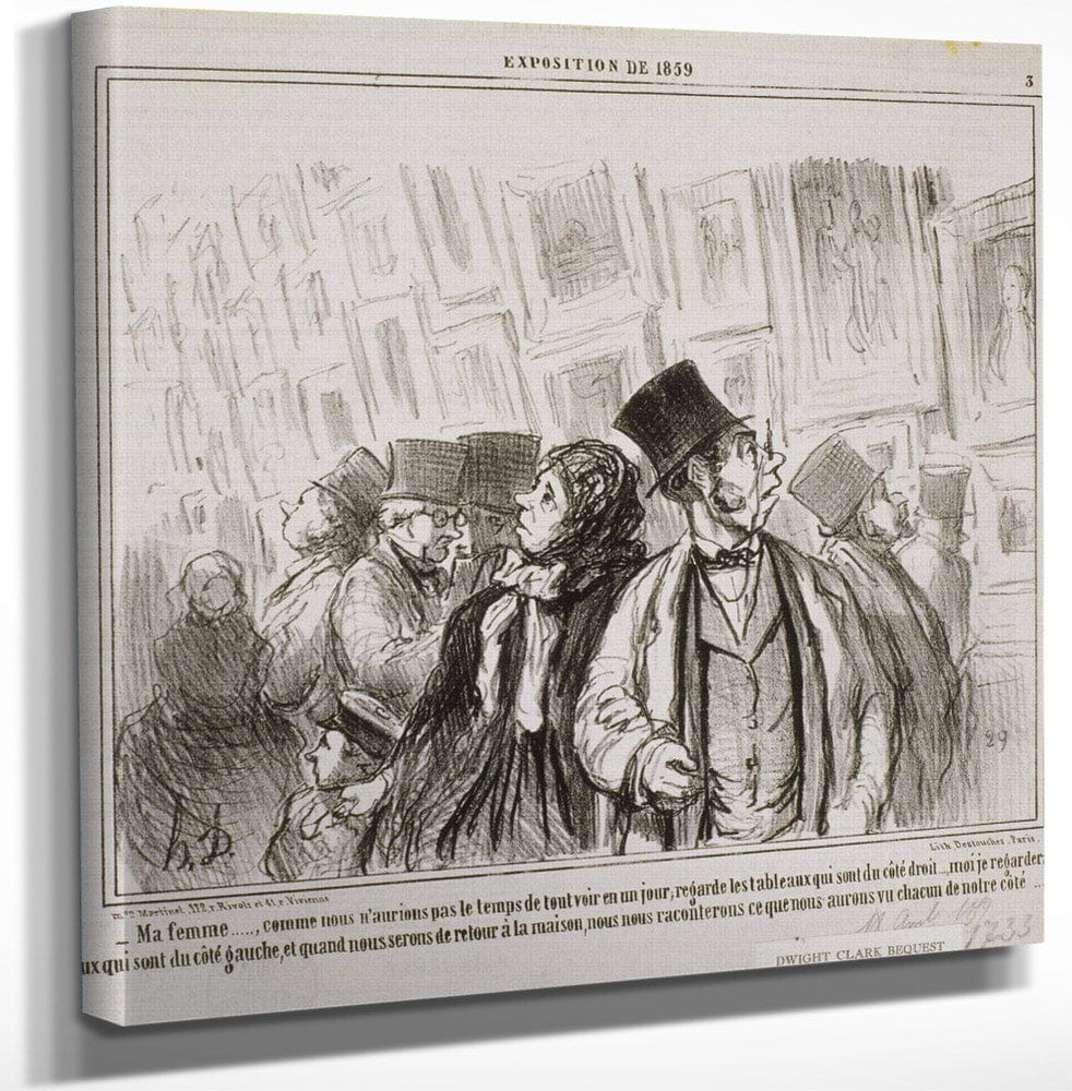 12" x 12" / Canvas Wrap Exposition De 1859 Ma Femme…Comme Nous N'aurions Pas... By Honore Daumier Fine Art Print