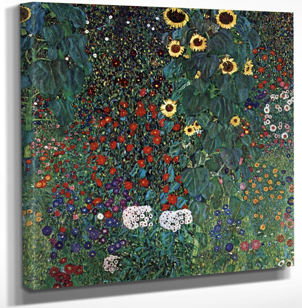12" x 12" / Canvas Wrap Farm Garden With Sunflowers 1907 By Gustav Klimt Fine Art Print