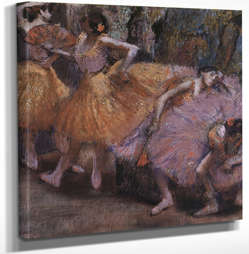 12" x 12" / Canvas Wrap Four Ballerinas Resting By Edgar Degas Fine Art Print