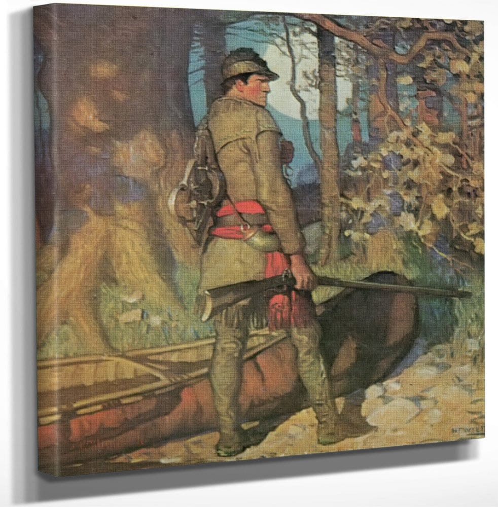 12" x 12" / Canvas Wrap Fronteir Trapper By NC Wyeth Fine Art Print