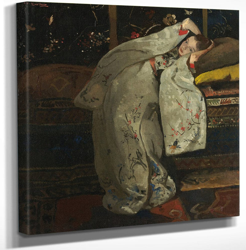 12" x 12" / Canvas Wrap Girl In White Kimono By George Hendrik Breitner Fine Art Print