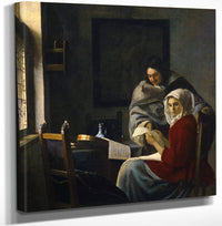 12" x 12" / Canvas Wrap Girl Interrupted At Her Music 1661 By Johannes Vermeer Fine Art Print