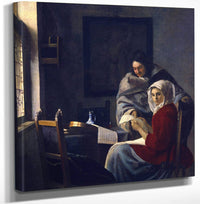 12" x 12" / Canvas Wrap Girl Interrupted In Her Music By Johannes Vermeer Fine Art Print