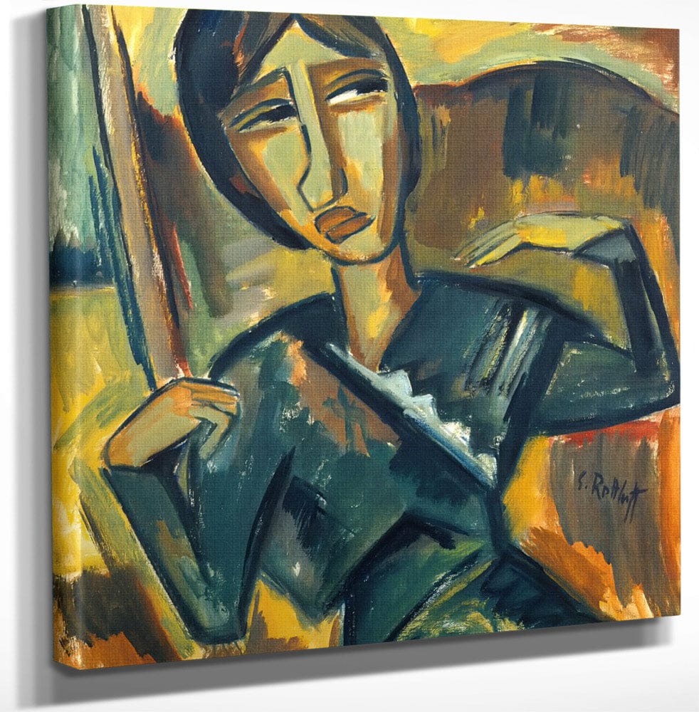 12" x 12" / Canvas Wrap Green Girl M9 Karl Schmidt Rottluff Fine Art Print