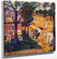 12" x 12" / Canvas Wrap Harvesting 1907 By Natalia Goncharova Fine Art Print