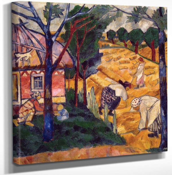 12" x 12" / Canvas Wrap Harvesting 1907 By Natalia Goncharova Fine Art Print