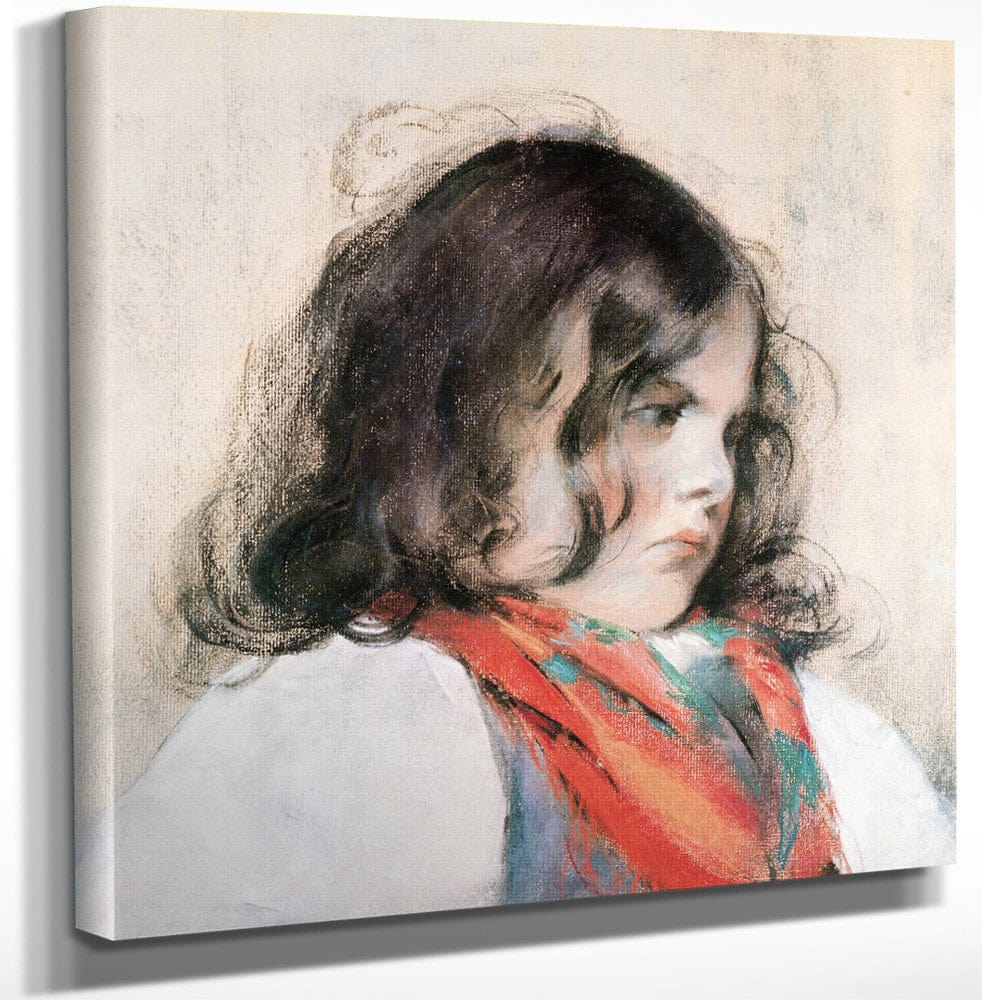 12" x 12" / Canvas Wrap Head Of A Child (Pastel On Paper) By Mary Cassatt Fine Art Print