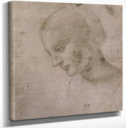 12" x 12" / Canvas Wrap Head Of A Young Woman Or Head Of The Virgin By Leonardo Da Vinci Fine Art Print