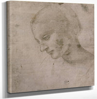 12" x 12" / Canvas Wrap Head Of A Young Woman Or Head Of The Virgin By Leonardo Da Vinci Fine Art Print