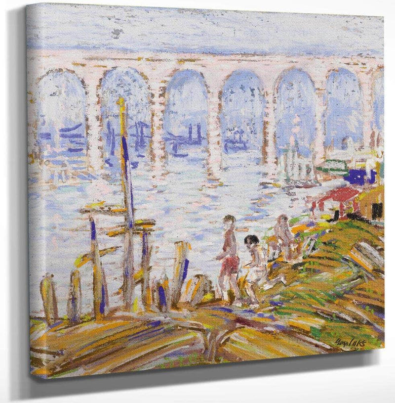 12" x 12" / Canvas Wrap High Bridge Harlem River Circa 1915 By Everett Shinn Fine Art Print