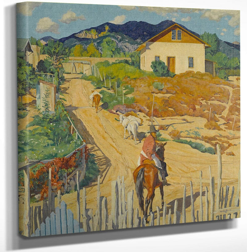 12" x 12" / Canvas Wrap House On A Hill By Walter Ufer Fine Art Print