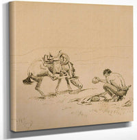 12" x 12" / Canvas Wrap Ill Get The Big Ones Anyway Circa 1921 By Charles Marion Russell Fine Art Print
