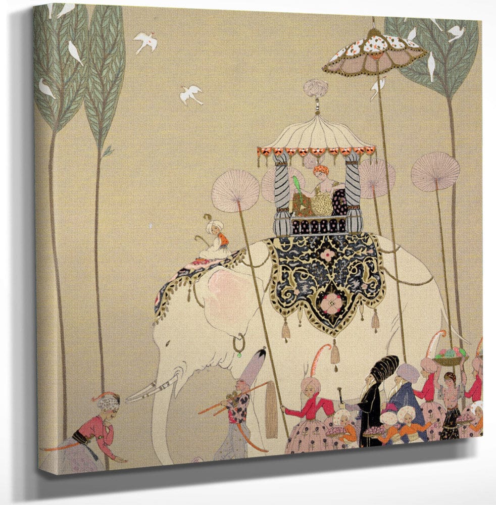 12" x 12" / Canvas Wrap Imperial Procession By Georges Barbier Fine Art Print