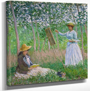 12" x 12" / Canvas Wrap In The Woods At Giverny Blanche Hoschede At Her Easel With Suzanne Hoschede Reading By Claude Monet Fine Art Print
