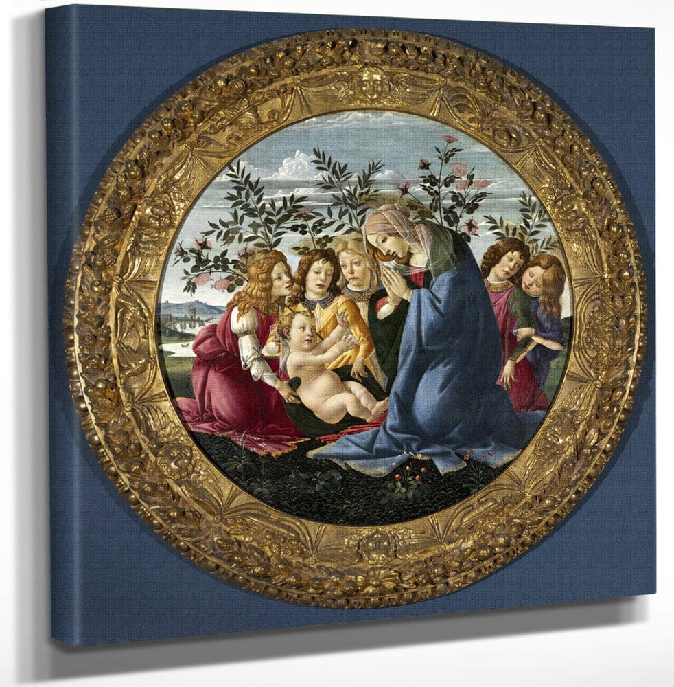 12" x 12" / Canvas Wrap Madonna Adoring The Child With Five Angels By Sandro Botticelli Fine Art Print