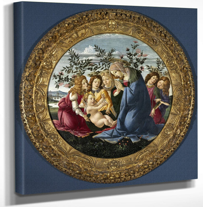 12" x 12" / Canvas Wrap Madonna Adoring The Child With Five Angels By Sandro Botticelli Fine Art Print