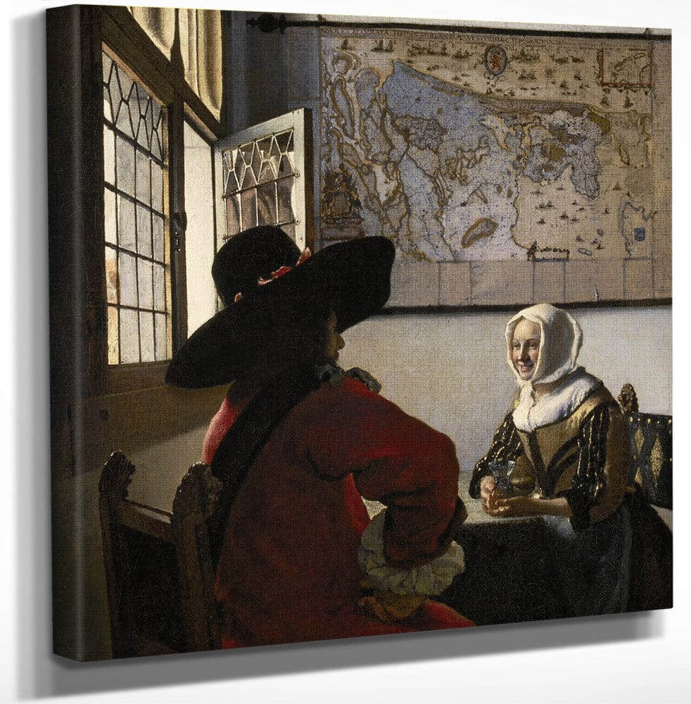 12" x 12" / Canvas Wrap Officer And Laughing Girl 1657 By Johannes Vermeer Fine Art Print