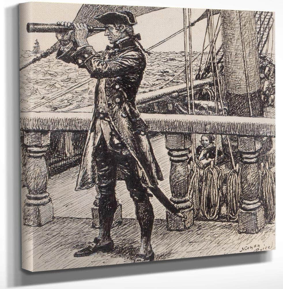 12" x 12" / Canvas Wrap On The Lookout By Norman Mills Price Fine Art Print