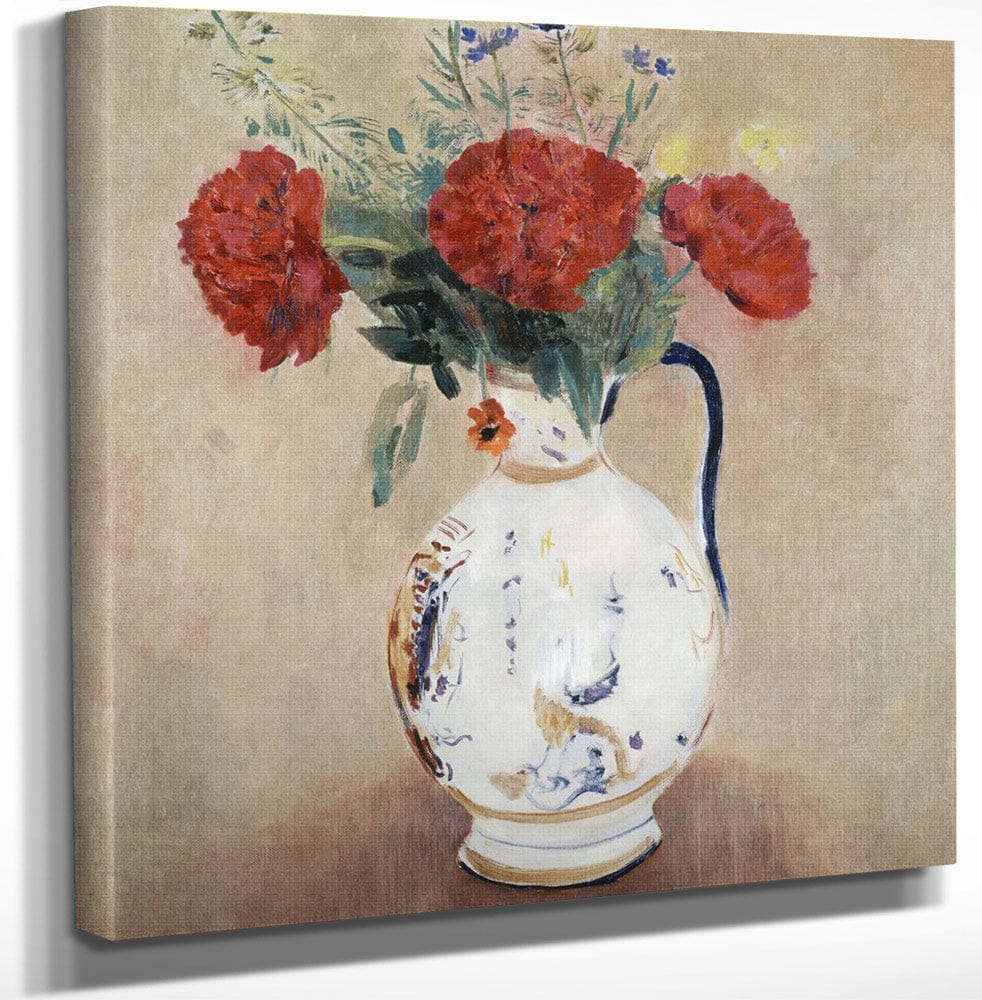 12" x 12" / Canvas Wrap Peonies By Odilon Redon Fine Art Print