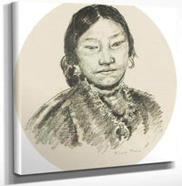 12" x 12" / Canvas Wrap Portrait Of An Indian Woman By Francis Luis Mora Fine Art Print
