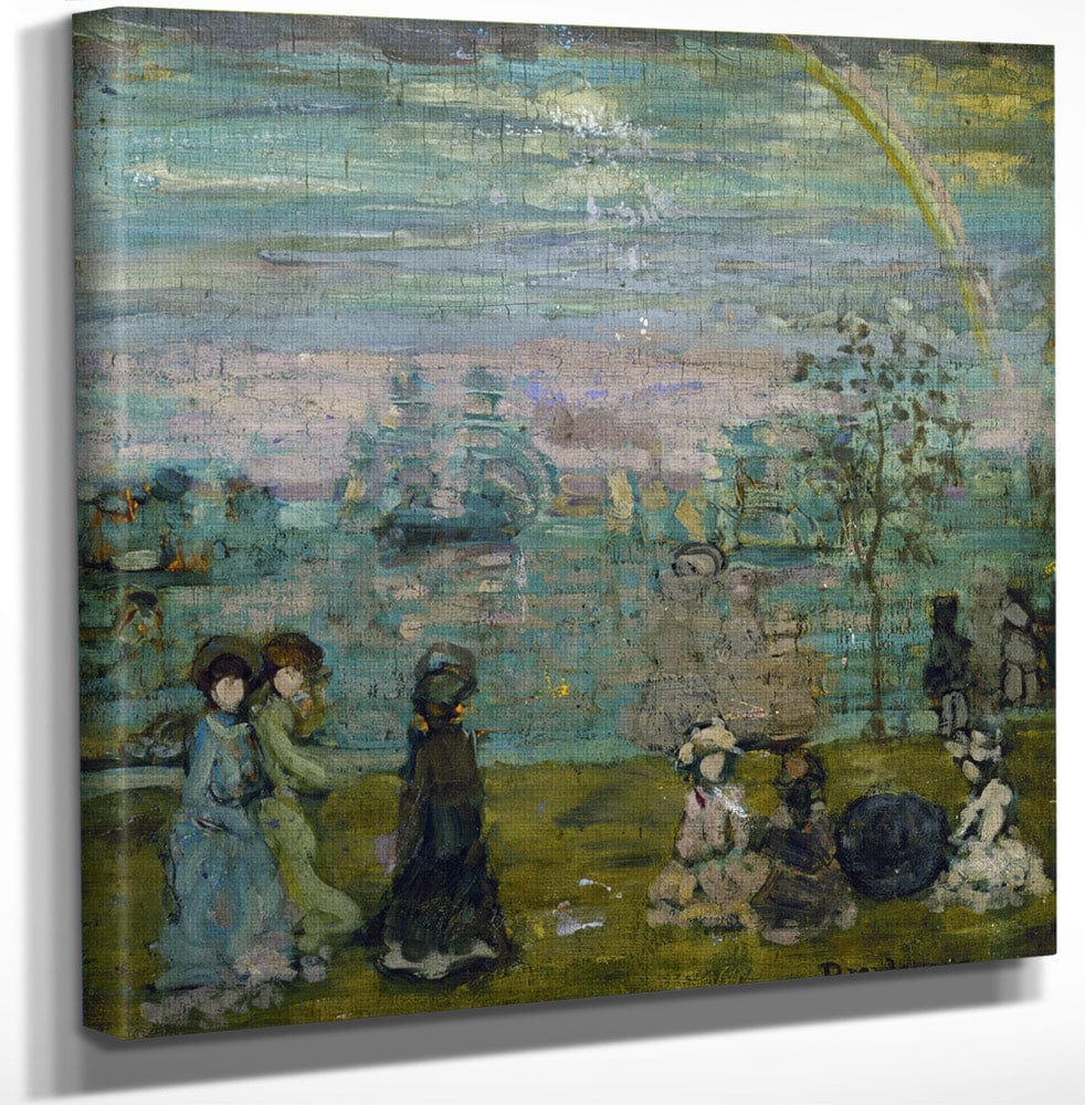12" x 12" / Canvas Wrap Promenade With Parasols By Maurice Brazil Prendergast Fine Art Print