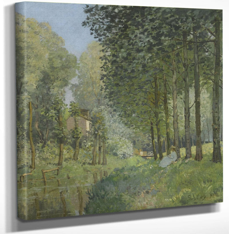 12" x 12" / Canvas Wrap Rest Along The Stream Edge Of The Wood 1878 By Alfred Sisley Fine Art Print