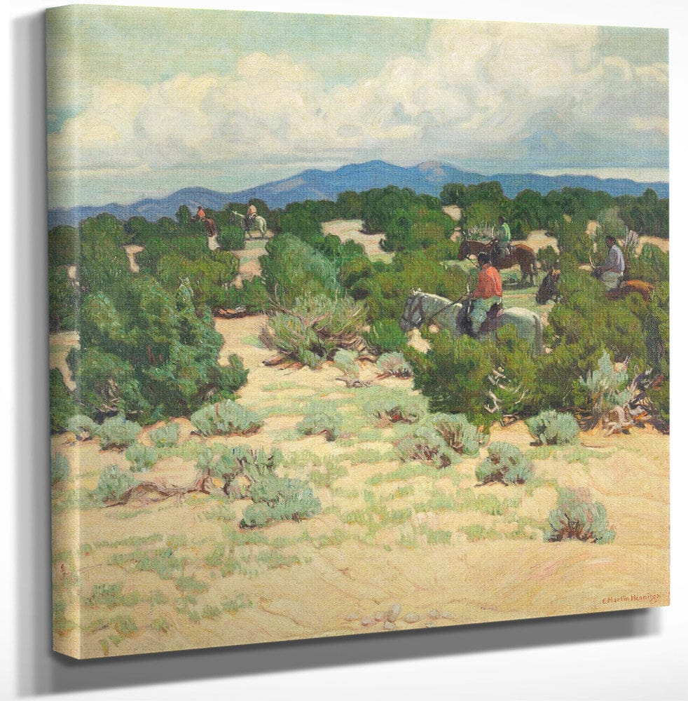 12" x 12" / Canvas Wrap Riders In The Foothills By Walter Ufer Fine Art Print