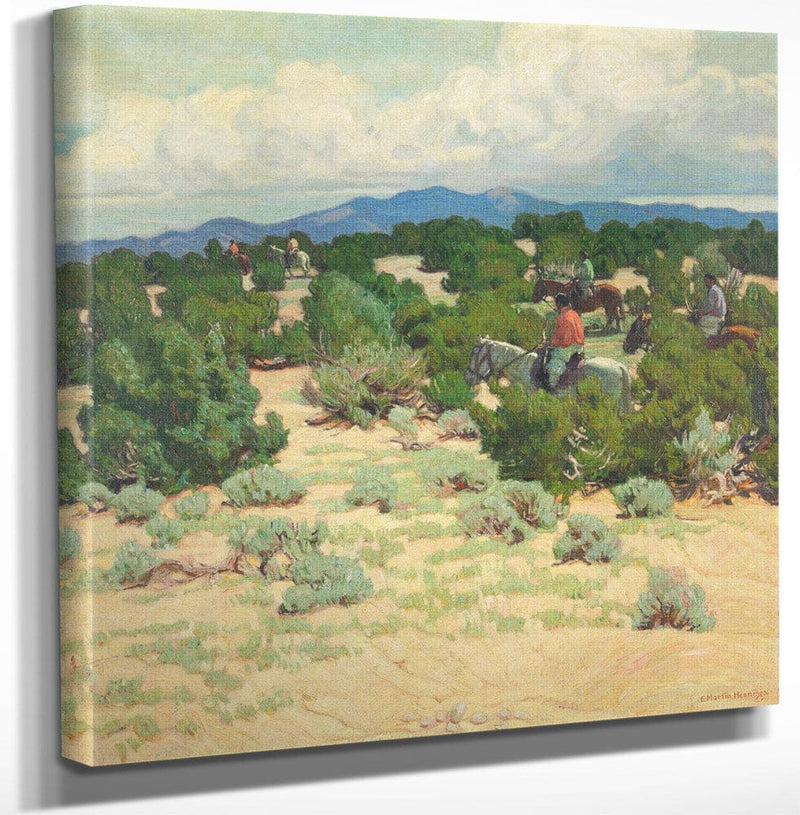 12" x 12" / Canvas Wrap Riders In The Foothills By Walter Ufer Fine Art Print