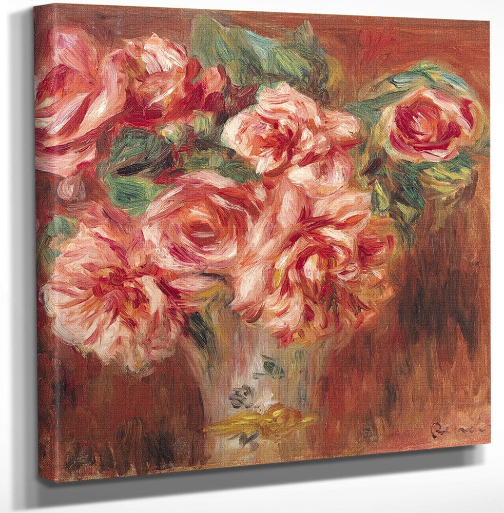 12" x 12" / Canvas Wrap Roses In A Vase By Pierre Auguste Renoir Fine Art Print