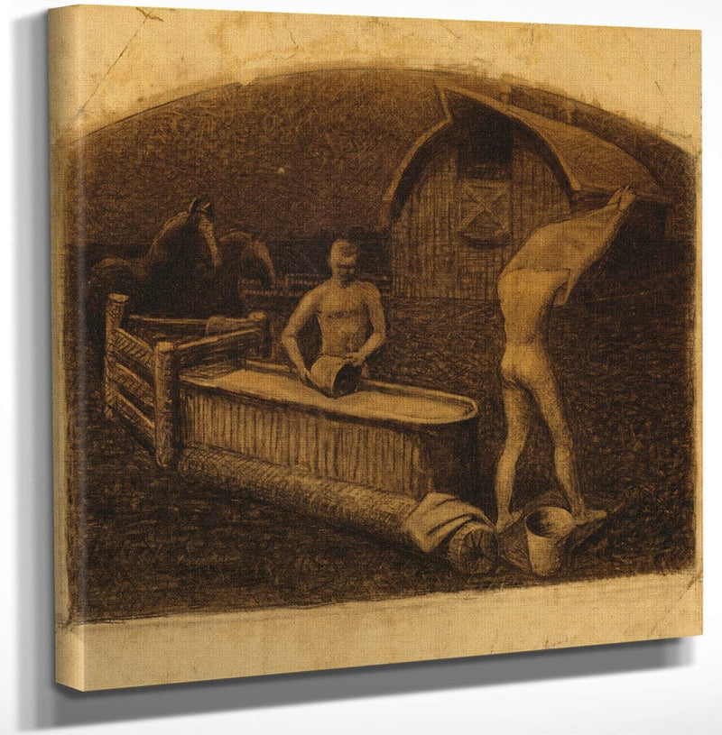 12" x 12" / Canvas Wrap Saturday Night Bath By Grant Wood Fine Art Print