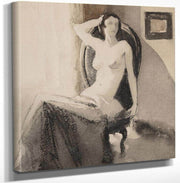 12" x 12" / Canvas Wrap Seated Nude By Everett Shinn Fine Art Print