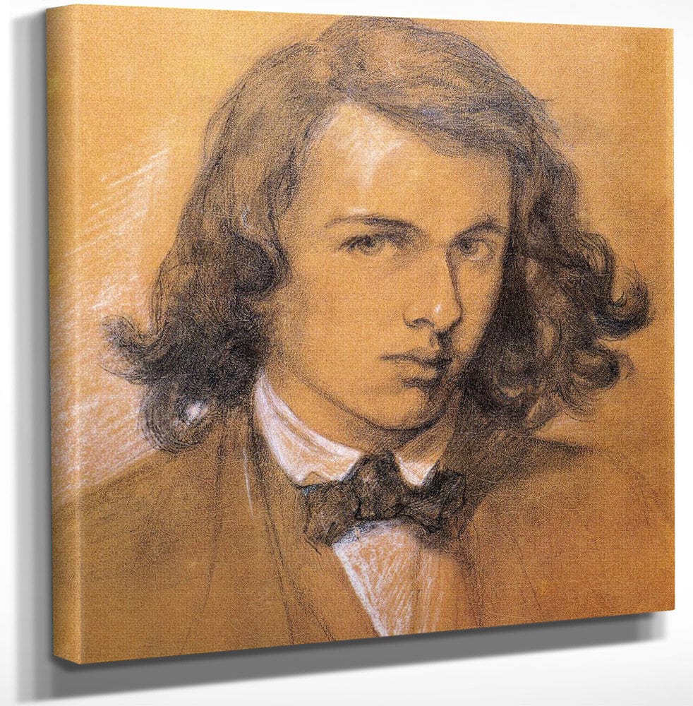 12" x 12" / Canvas Wrap Self Portrait 1847 Chalk Pen National Portrait Gallery By Dante Gabriel Rossetti Fine Art Print