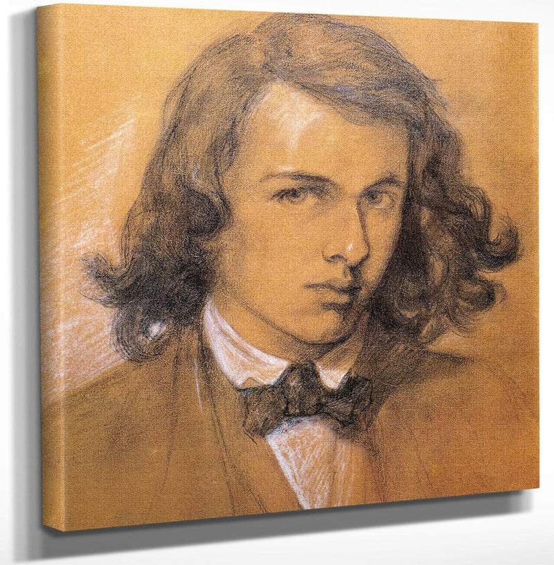 12" x 12" / Canvas Wrap Self Portrait 1847 Chalk Pen National Portrait Gallery By Dante Gabriel Rossetti Fine Art Print