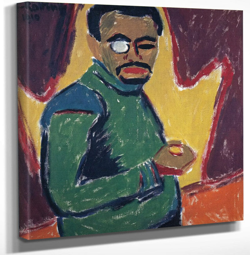 12" x 12" / Canvas Wrap Self Portrait With Monocle M9 Karl Schmidt Rottluff Fine Art Print