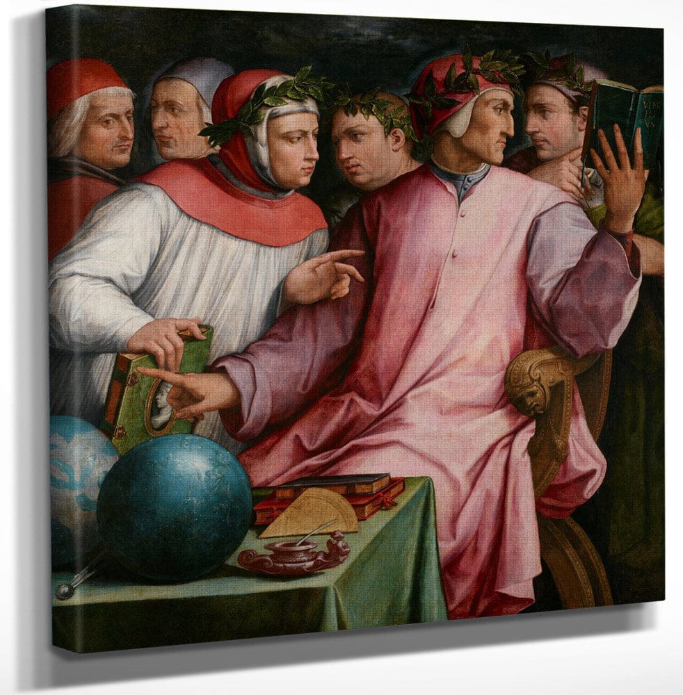 12" x 12" / Canvas Wrap Six Tuscan Poets 1544 By Giorgio Vasari Fine Art Print