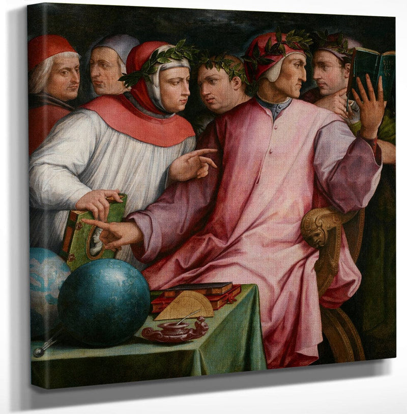 12" x 12" / Canvas Wrap Six Tuscan Poets 1544 By Giorgio Vasari Fine Art Print