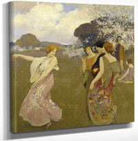 12" x 12" / Canvas Wrap Spring Dance By Arthur Frank Mathews Fine Art Print