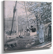 12" x 12" / Canvas Wrap Spring Women And Men At Well 1875 By Winslow Homer Fine Art Print