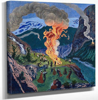 12" x 12" / Canvas Wrap St. Hansbål (Also Known As Midsummer Night Bonfire) By Nicolai Astrup Fine Art Print