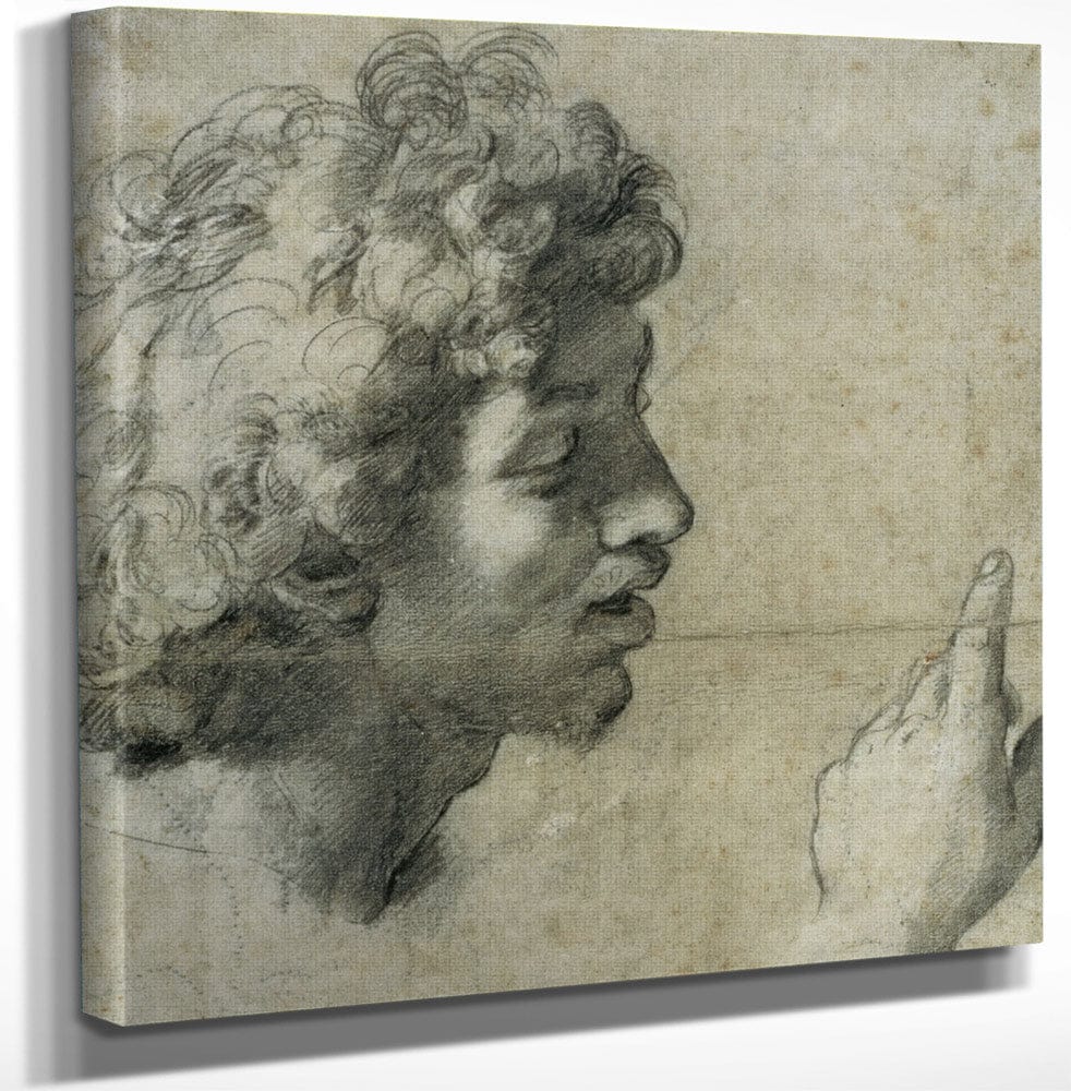 12" x 12" / Canvas Wrap Study For The Head And Hand Of An Apostle By Raphael Fine Art Print